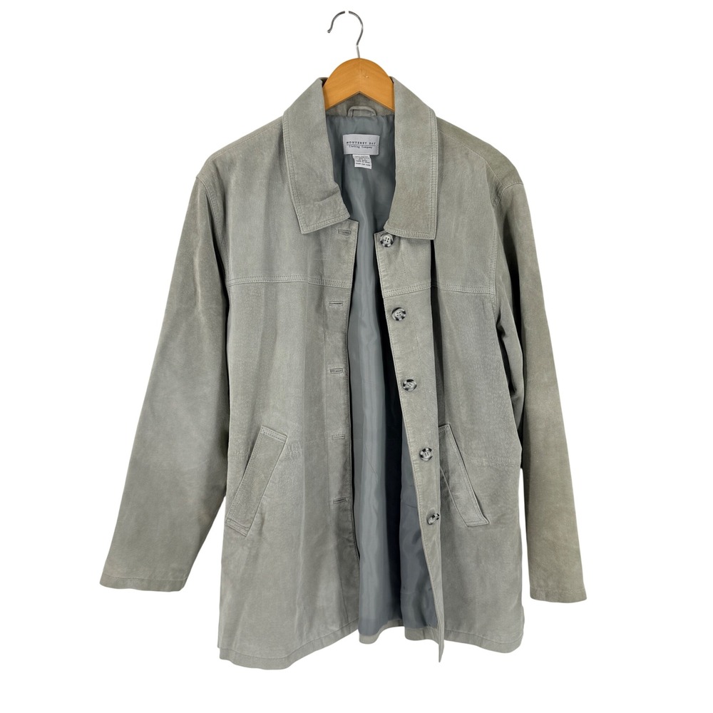 Monterey Bay Leather Jacket Sage Green Large Suede Vintage Minimalist Earthy